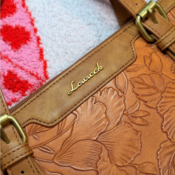 Loveook Brown Floral Leather Tote Bag - Picture 5 of 7
